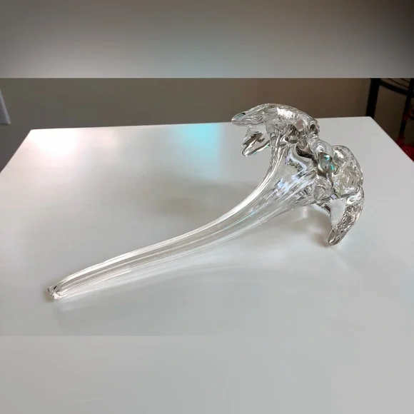 Hand Blown Clear Art Glass Lily Trumpet Flower - Picture 3 of 6
